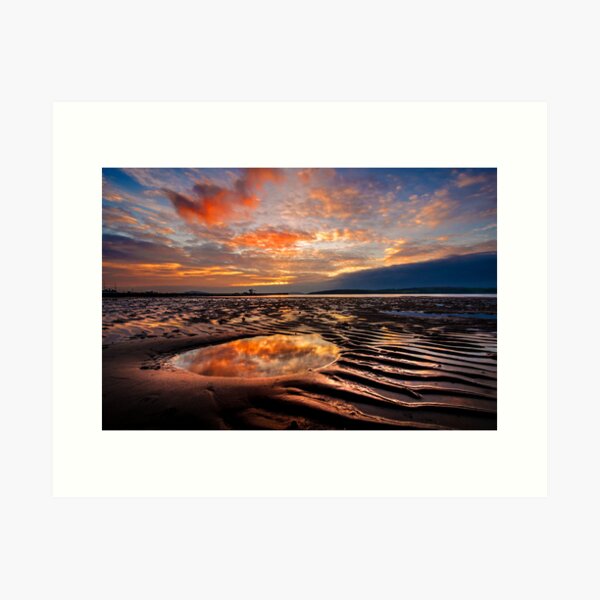 Largs Beach Sunset Sand Ripples Art Print