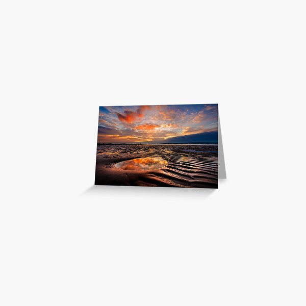 Largs Beach Sunset Sand Ripples Greeting Card