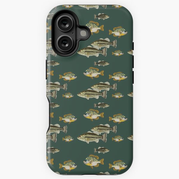 Item preview, Bass Bluegill Seamless Pattern Forest Green designed and sold by KZiegman.