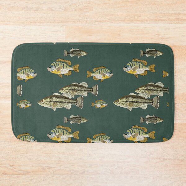 Item preview, Bass Bluegill Seamless Pattern Forest Green designed and sold by KZiegman.