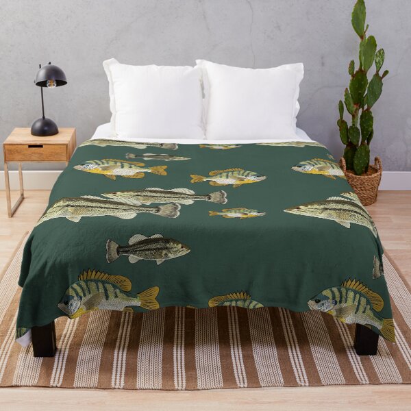 Item preview, Bass Bluegill Seamless Pattern Forest Green designed and sold by KZiegman.