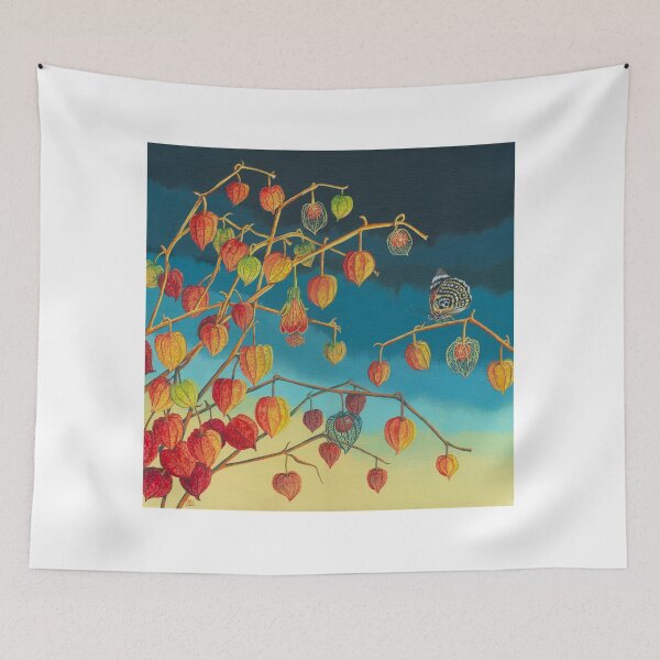 Item preview, Physalis and Agrias Butterfly (acrylic on canvas) designed and sold by Painting By Nature.