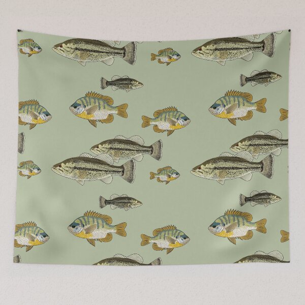 Item preview, Bass Bluegill Seamless Pattern Crystalline Green  designed and sold by KZiegman.