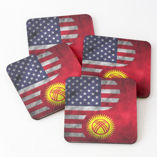 Item preview, USA and Krygyzstan Dual Flag Yin Yang Combination designed and sold by ockshirts.