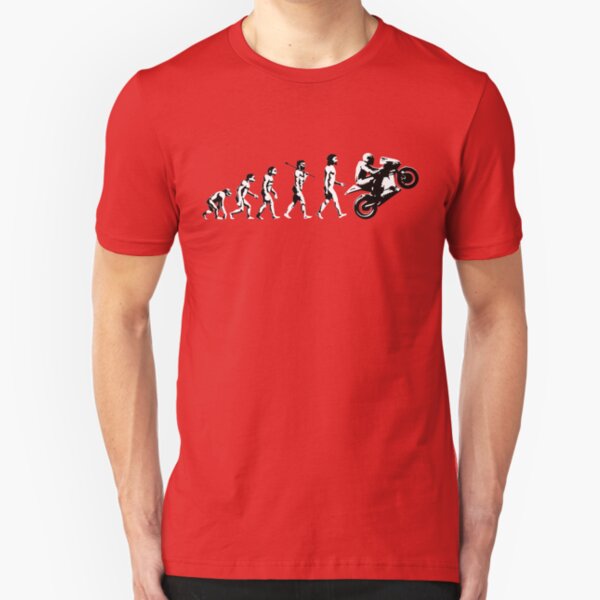 MOTORCYCLE EVOLUTION BIKE WHEELIE Slim Fit T-Shirt