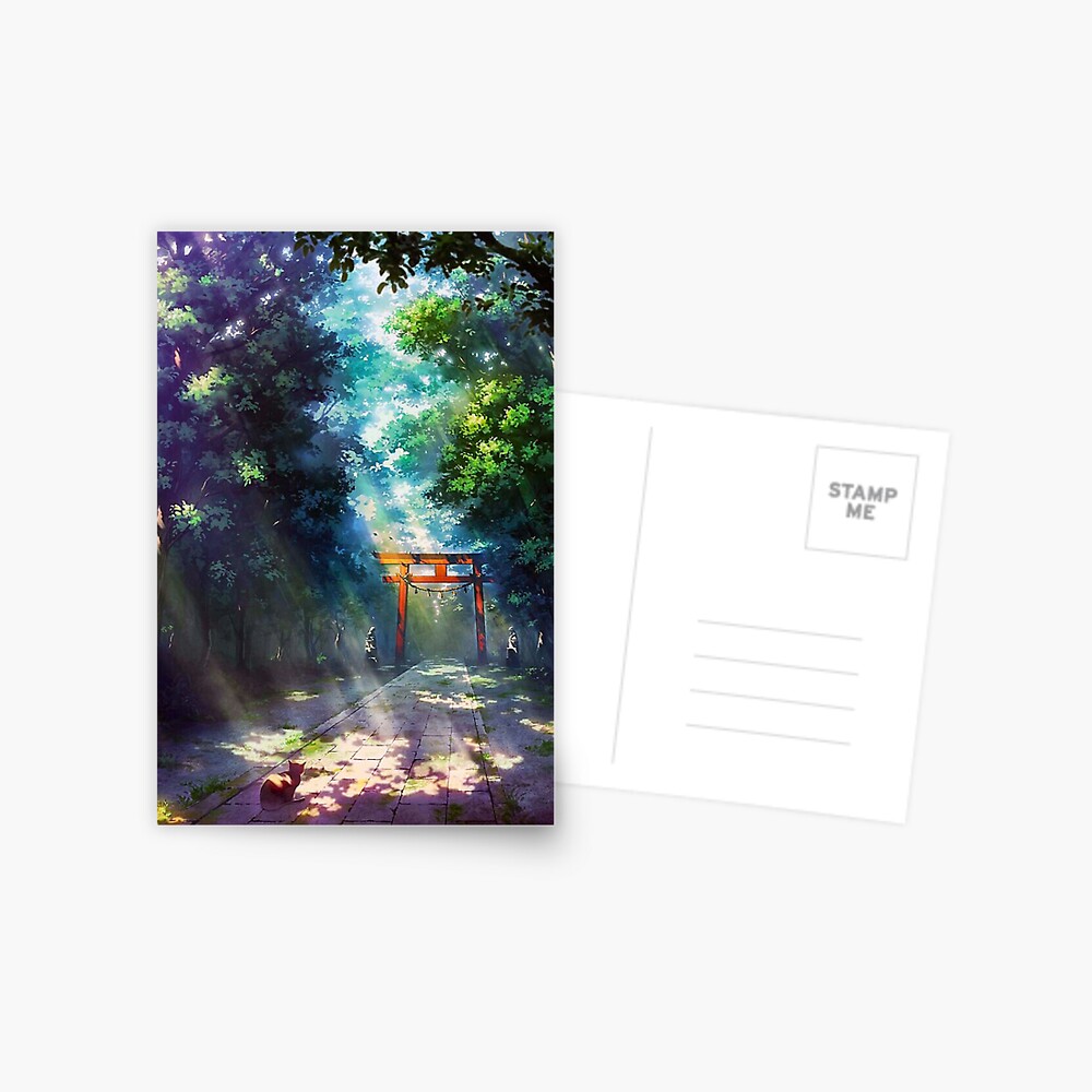 Wading in the Forest - Original Anime Fan Art Postcard for Sale