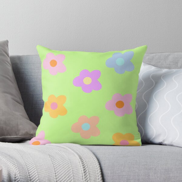 pastel 5-petal flowers Throw Pillow