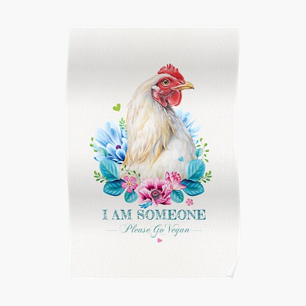 Hen with flowers by Maria Tiqwah Poster