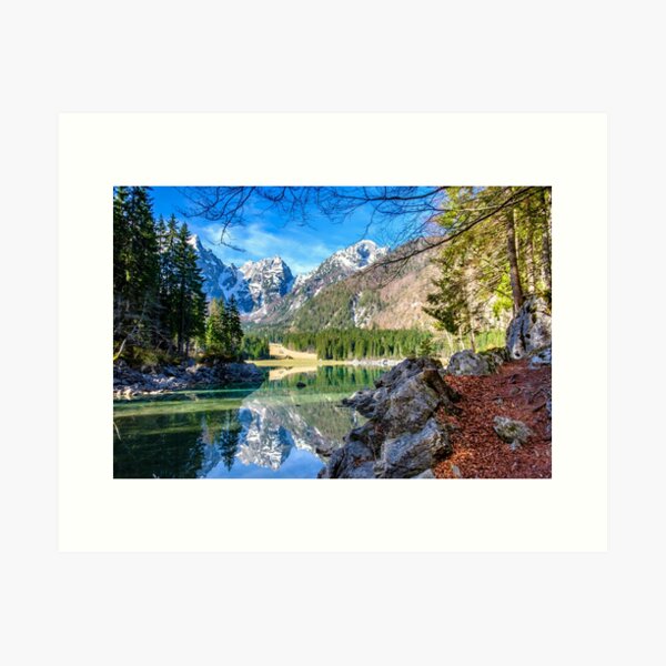 Spring morning at the alpine lake Art Print