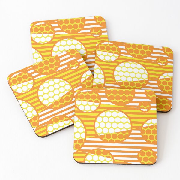Item preview, Spots and Stripes Colour Block Pattern Neon Orange designed and sold by forfun-art.