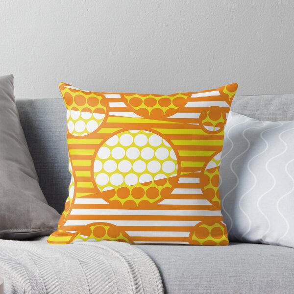 Item preview, Spots and Stripes Colour Block Pattern Neon Orange designed and sold by forfun-art.