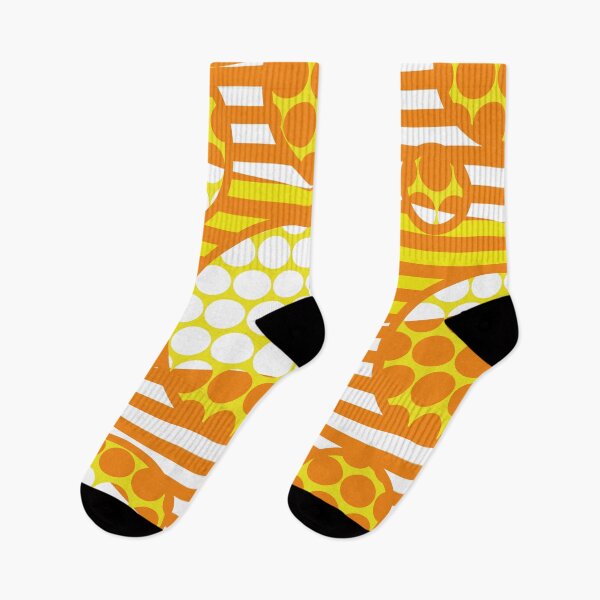 Item preview, Spots and Stripes Colour Block Pattern Neon Orange designed and sold by forfun-art.