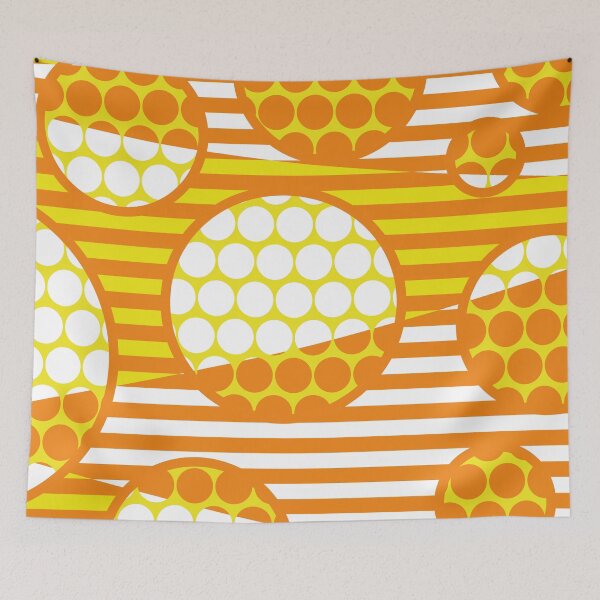 Item preview, Spots and Stripes Colour Block Pattern Neon Orange designed and sold by forfun-art.