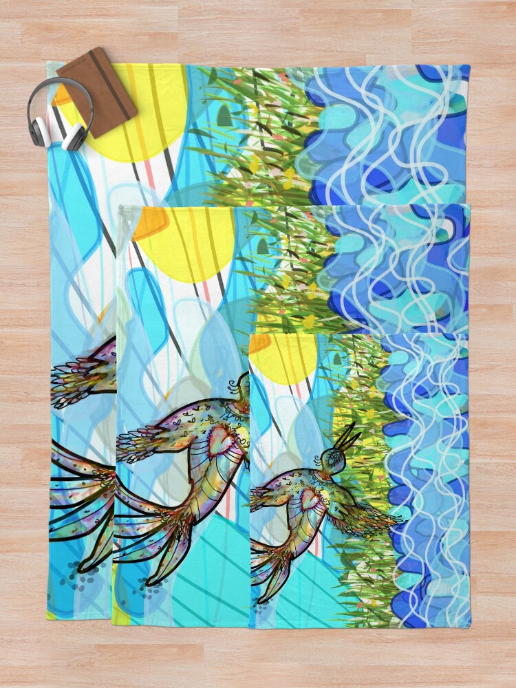 Alternate view of The bird and the river Throw Blanket