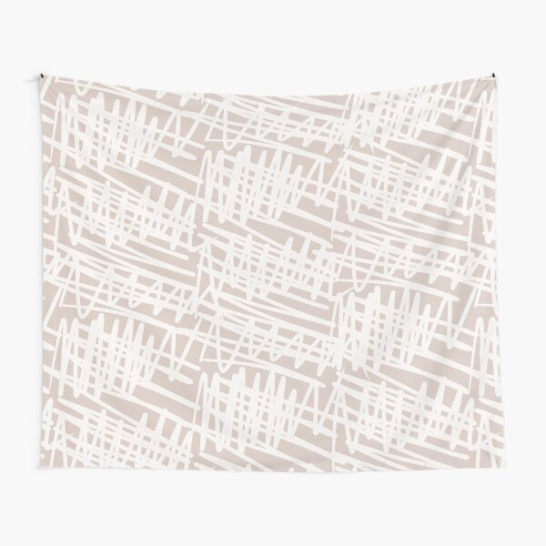 Scribbled Impatience | Neutral Line Pattern Tapestry