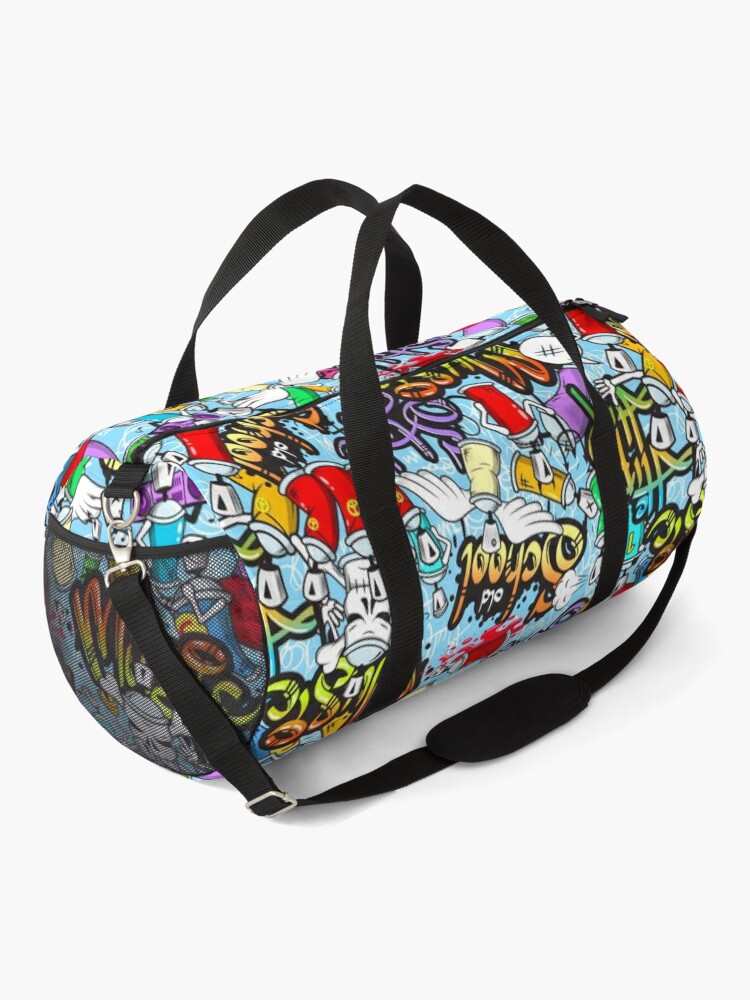  Multicolor Graffiti Printed Weekender Bag Overnight Bag Travel  Carry On Duffle Bag 20 Large Tote Gym Bag (20-Black)