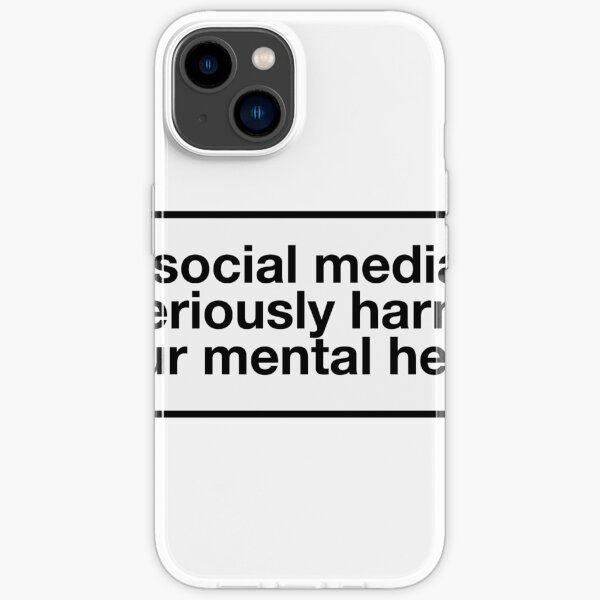 "social media seriously harms your mental health label" iPhone Case for