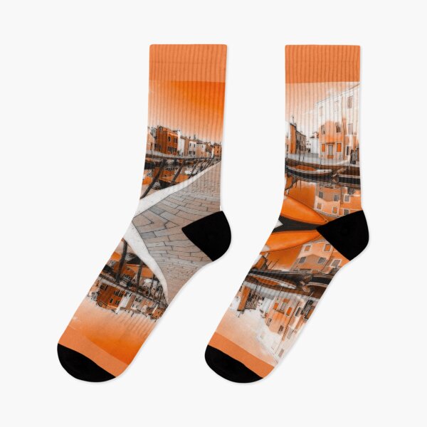 Item preview, Burano lagoon Venice in Italy the buildings monochromatic orange designed and sold by Flavio Vieri.