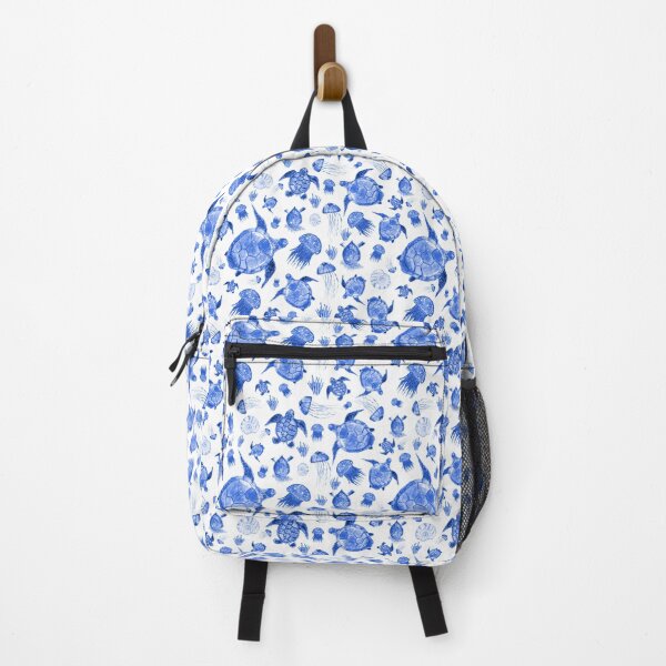 Item preview, Playful and Adorable Monochromatic Blue Watercolor Ocean Life Pattern designed and sold by Negin Mf Designs.