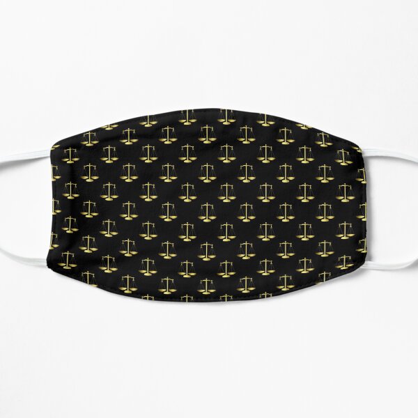 Gold Scales Of Justice on Black Repeat Pattern All Over Print Mask