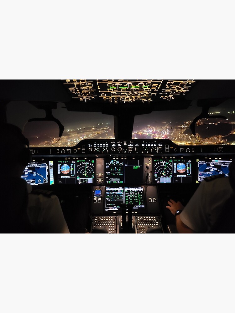 Disover Airbus A350 -900 Cockpit out of Hong Kong Premium Matte Vertical Poster
