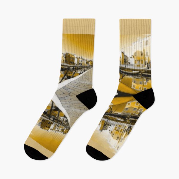 Item preview, Burano water canals Venice in Italy monochromatic ocher color designed and sold by Flavio Vieri.