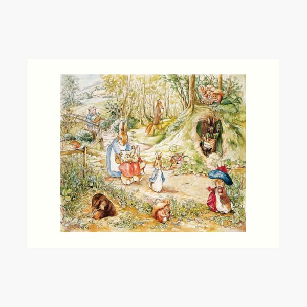 Beatrix Potter Rabbit Family Illustration "The Tale of Peter Rabbit" Art Print