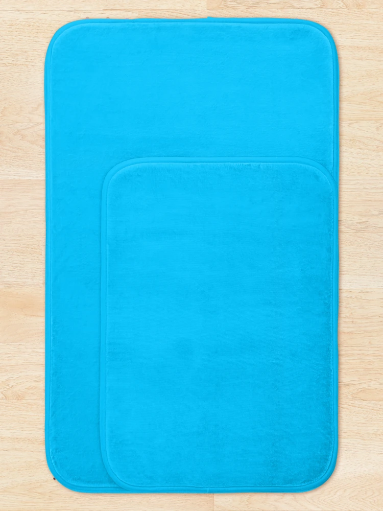 Thumbnail 5 of 6, Bath Mat, Simple blue designed and sold by Basic310.