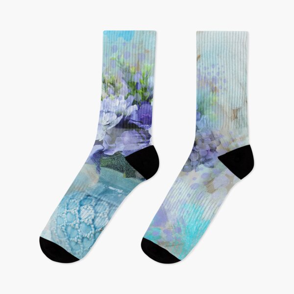 Item preview, Boho chic french country pastel turquoise blue purple flower designed and sold by LEILA ART SPACE.