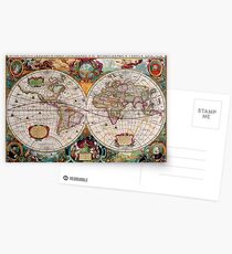 Vintage World Map Postcards