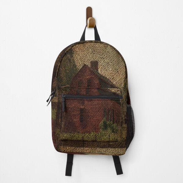 Item preview, primitive western country rustic burlap farm red barn designed and sold by LEILA ART SPACE.