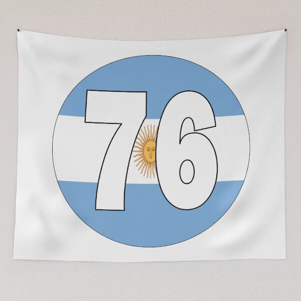 Item preview, Number 76 with Argentina flag on the background designed and sold by AllShirts21.