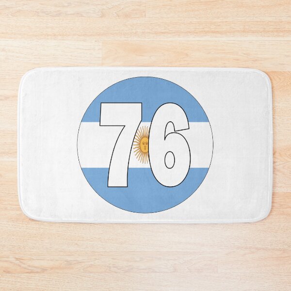Item preview, Number 76 with Argentina flag on the background designed and sold by AllShirts21.
