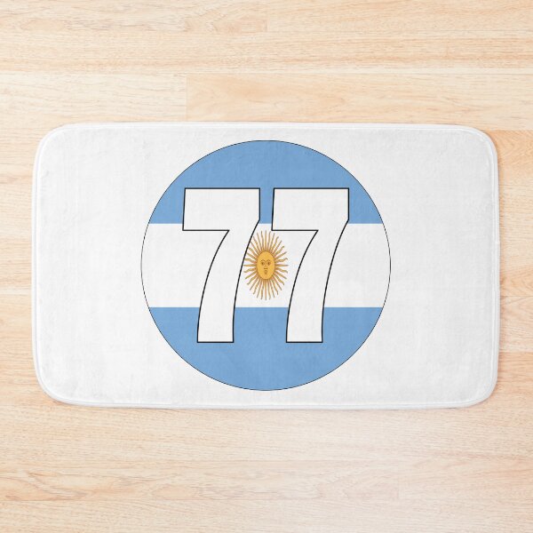 Item preview, Number 77 with Argentina flag on the background designed and sold by AllShirts21.