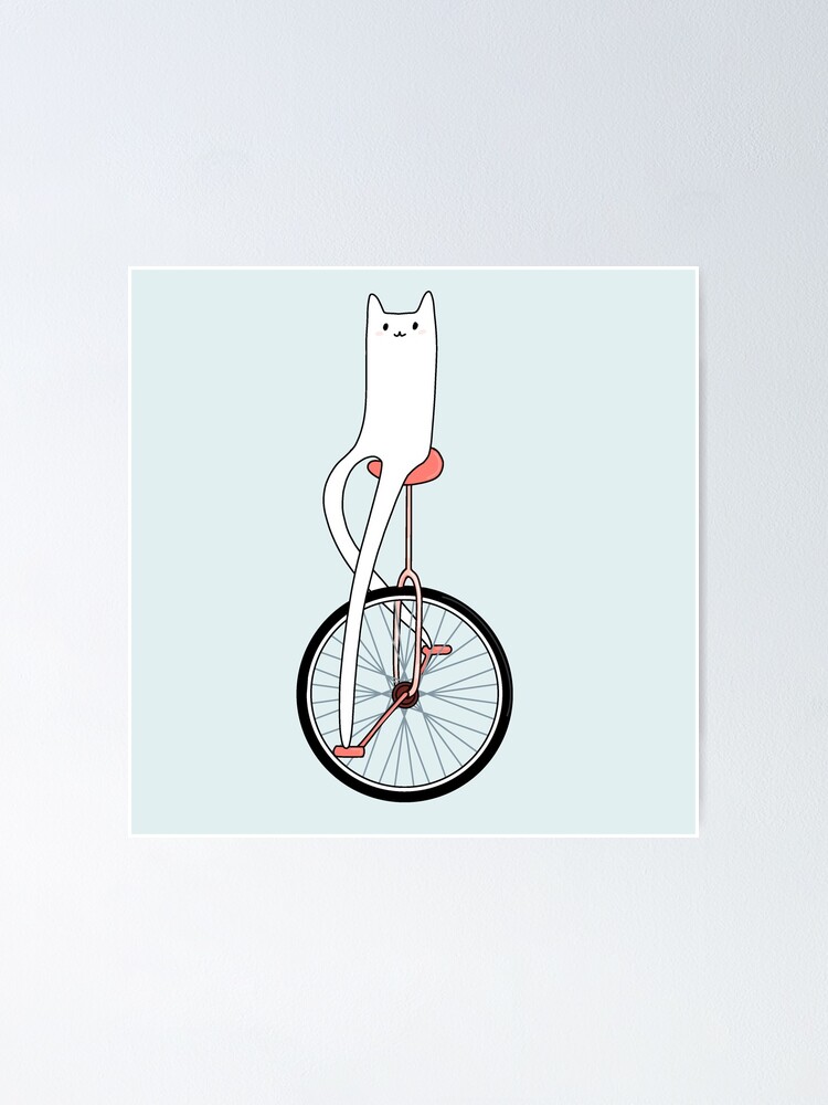 "Unicycle Cat Pink" Poster for Sale by eldestson Redbubble
