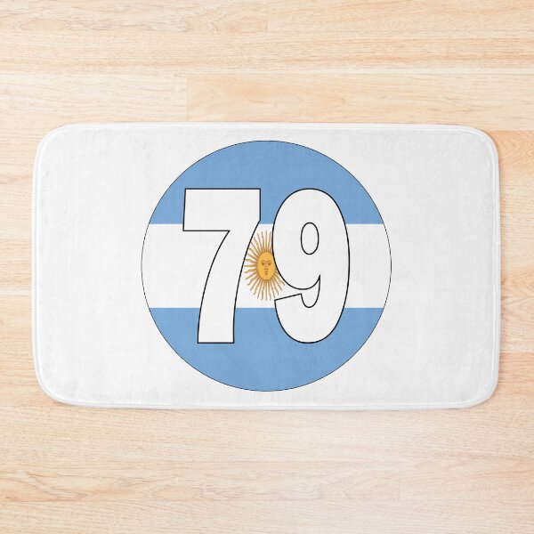 Item preview, Number 79 with Argentina flag on the background designed and sold by AllShirts21.