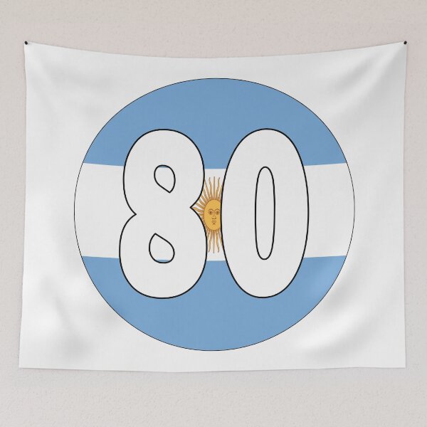 Item preview, Number 80 with Argentina flag on the background designed and sold by AllShirts21.
