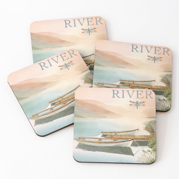 Item preview, y dos largos botes y muelle. Con libélula designed and sold by Lynnea Washburn.