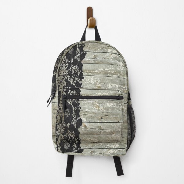 Item preview, rustic chic modern girly gray barn wood black lace designed and sold by LEILA ART SPACE.