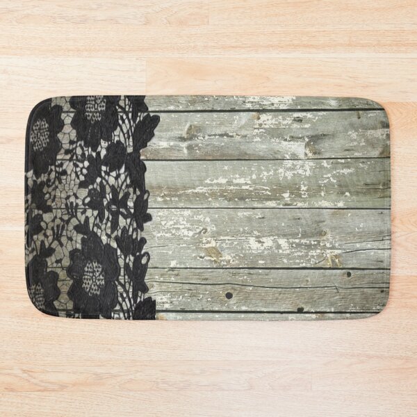 Item preview, rustic chic modern girly gray barn wood black lace designed and sold by LEILA ART SPACE.