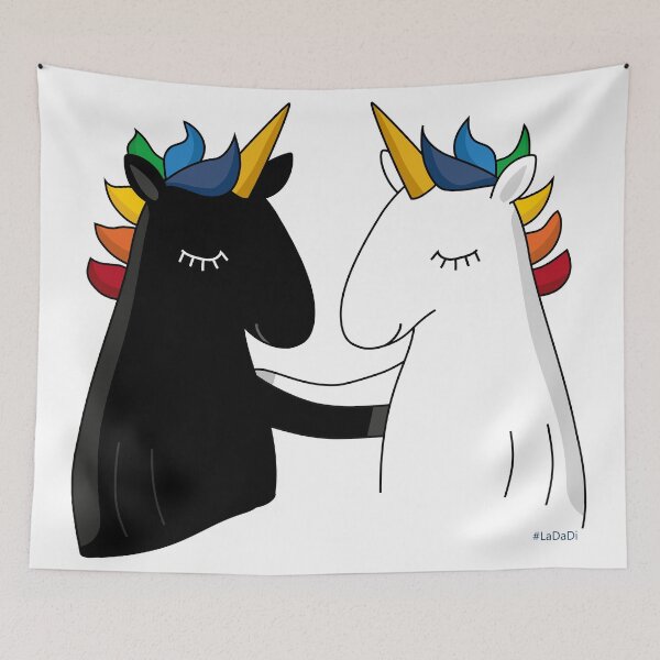 Item preview, black & white unicorn friends designed and sold by LaDaDi.