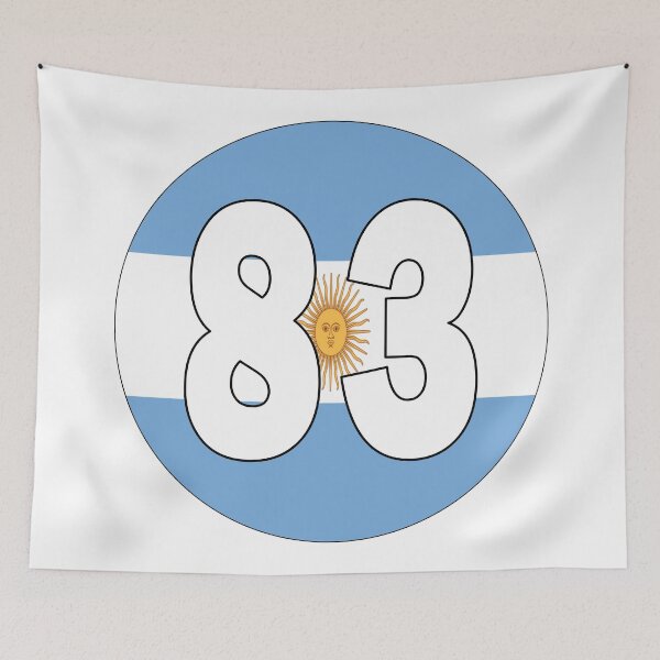 Item preview, Number 83 with Argentina flag on the background designed and sold by AllShirts21.