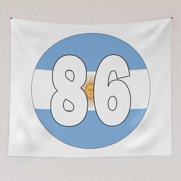 Item preview, Number 86 with Argentina flag on the background designed and sold by AllShirts21.