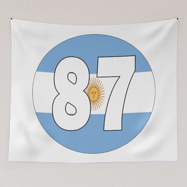 Item preview, Number 87 with Argentina flag on the background designed and sold by AllShirts21.