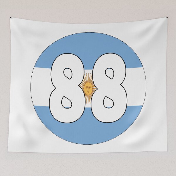 Item preview, Number 88 with Argentina flag on the background designed and sold by AllShirts21.