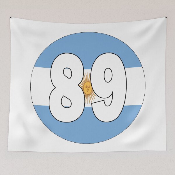 Item preview, Number 89 with Argentina flag on the background designed and sold by AllShirts21.