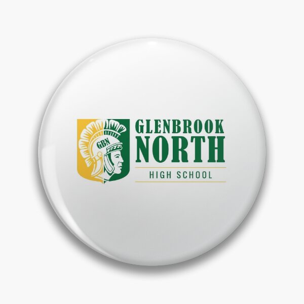 Item preview, GBN Glenbrook North High School Yellow and Green Horizontal Rectangular Logo Design Words and Bubble Letters Lettering with Spartan Mascot Face Silhouette designed and sold by byemma.