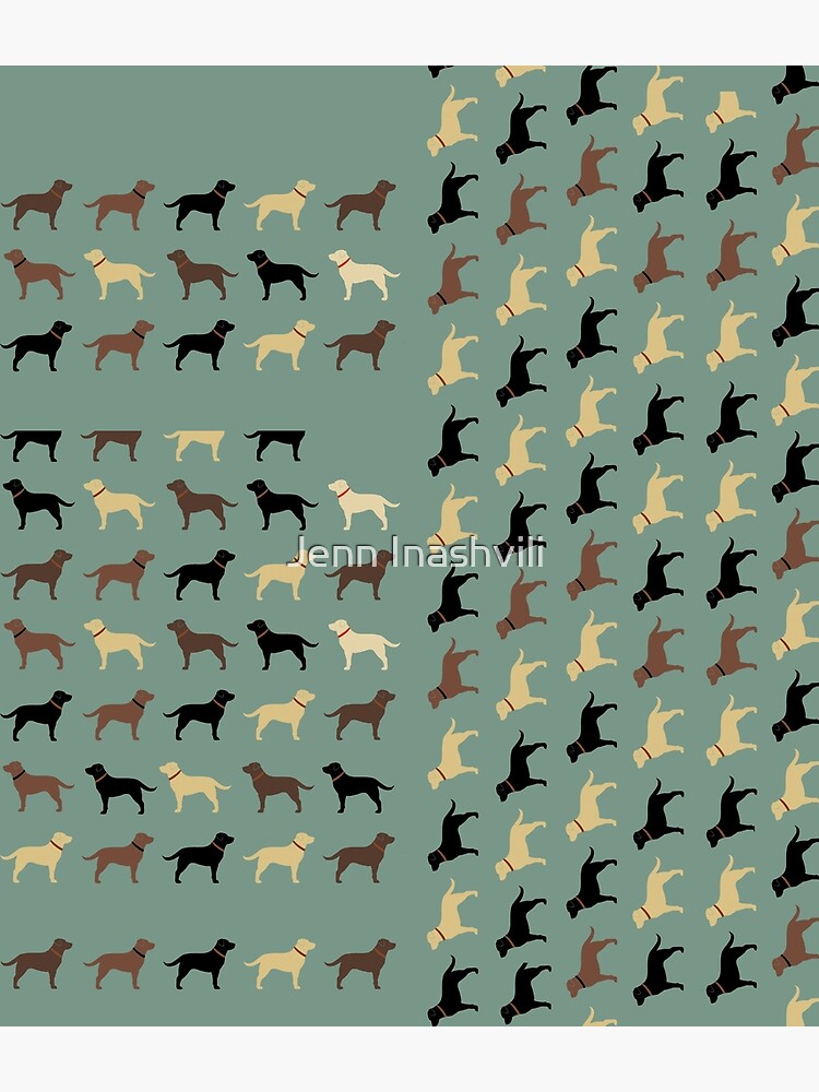 Labrador Retriever Dog Silhouettes Pattern with Chocolate, Yellow, Red and Black Labs by ShortCoffee