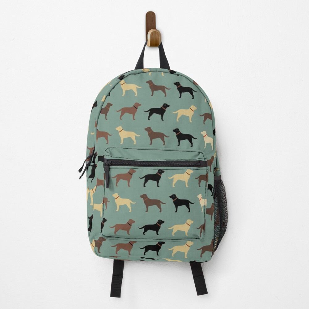 Labrador Retriever Dog Silhouettes Pattern with Chocolate, Yellow, Red and Black Labs Backpack