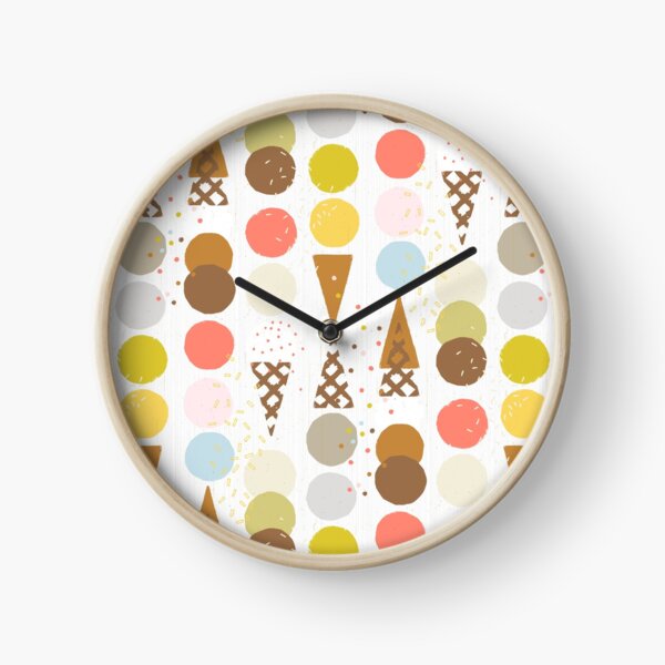 Ice Cream Cones M+M White by Friztin Clock